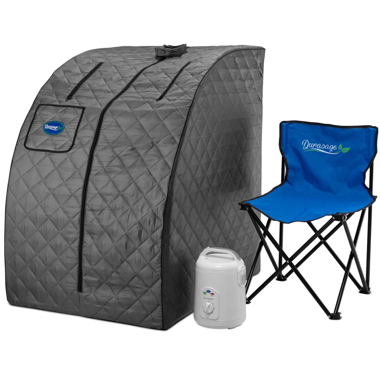 Durasage Lightweight Portable Personal Steam Sauna Spa for Relaxation at Home, 60 Minute Timer, 800 Watt Steam Generator, Chair Included - Gray