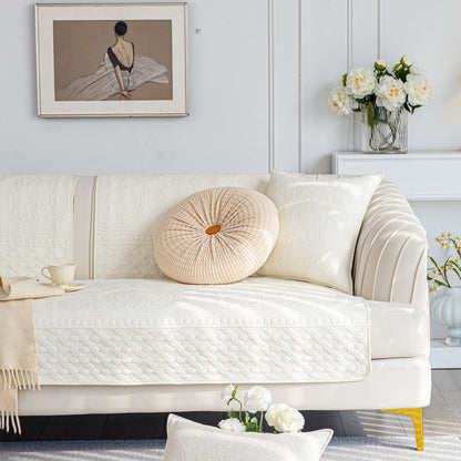 Cotton Quilted Sofa Cover, Non-Slip Couch Protector Fits Backrest, Seat & Armrest