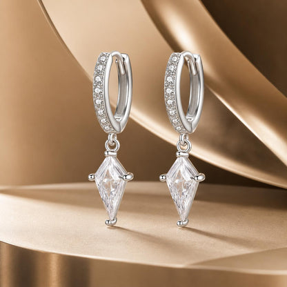 925 Sterling Silver White Gold Plated Earrings with CZ for Women