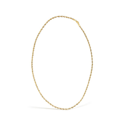 Men's Solid 10K Yellow Gold 3.2mm Light Rope Chain Necklace