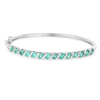 2.66 Carat Genuine Zambian Emerald .925 Sterling Silver Bangle