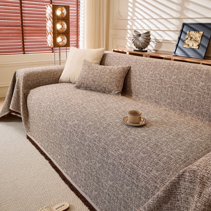 Natural Textured Linen Couch Cover, Breathable & Hypoallergenic Furniture Protector