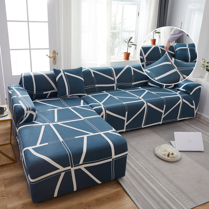 L Shape Stretch Slipcover with Elastic Bottom - Washable, Durable Furniture Protector for Sectional Sofa, Ideal for Pets, Kids & Families