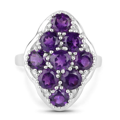 4.05 Carat Genuine Amethyst .925 Sterling Silver Ring