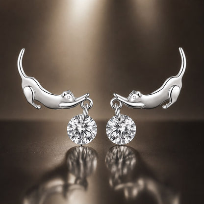925 Sterling Silver White Gold Plated CZ Earrings 1.6x1.7cm for Women