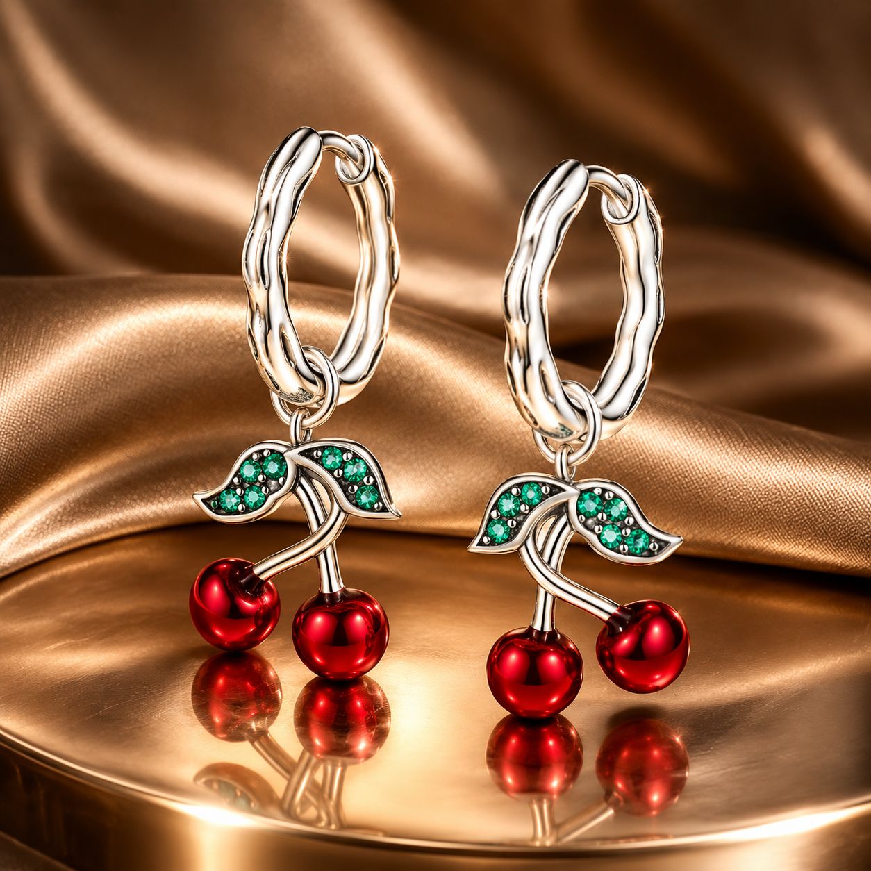S925 Sterling Silver Oxidized CZ Enamel Earrings for Women