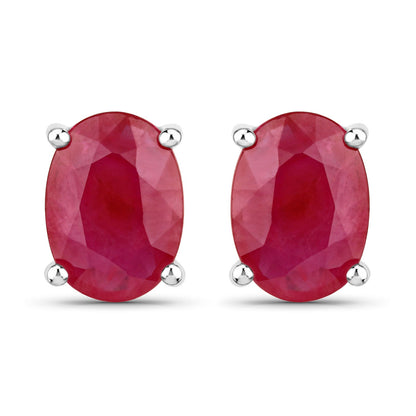 1.70 Carat Genuine Ruby 14K White Gold Earrings