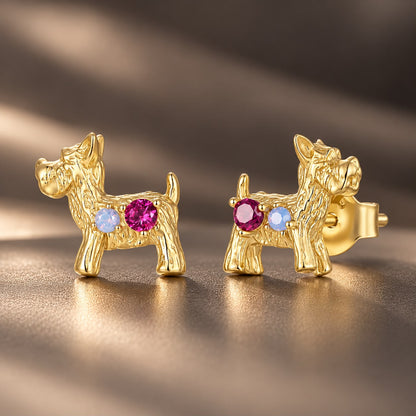 925 Sterling Silver Gold Plated Nanostone Opal Pavé CZ 0.9x1.0cm Earrings for Women