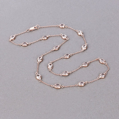 4.86 Carat Genuine Morganite .925 Sterling Silver Necklace