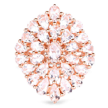 14K Rose Gold Plated 4.55 Carat Genuine Morganite .925 Sterling Silver Ring