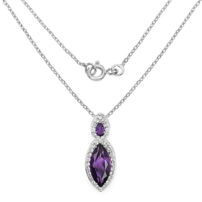 3.53 Carat Genuine Amethyst and White Topaz .925 Sterling Silver Pendant