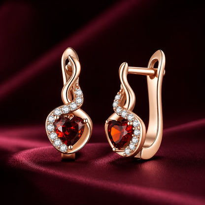 925 Sterling Silver Rose Gold Plated Earrings with CZ in Pavé Setting