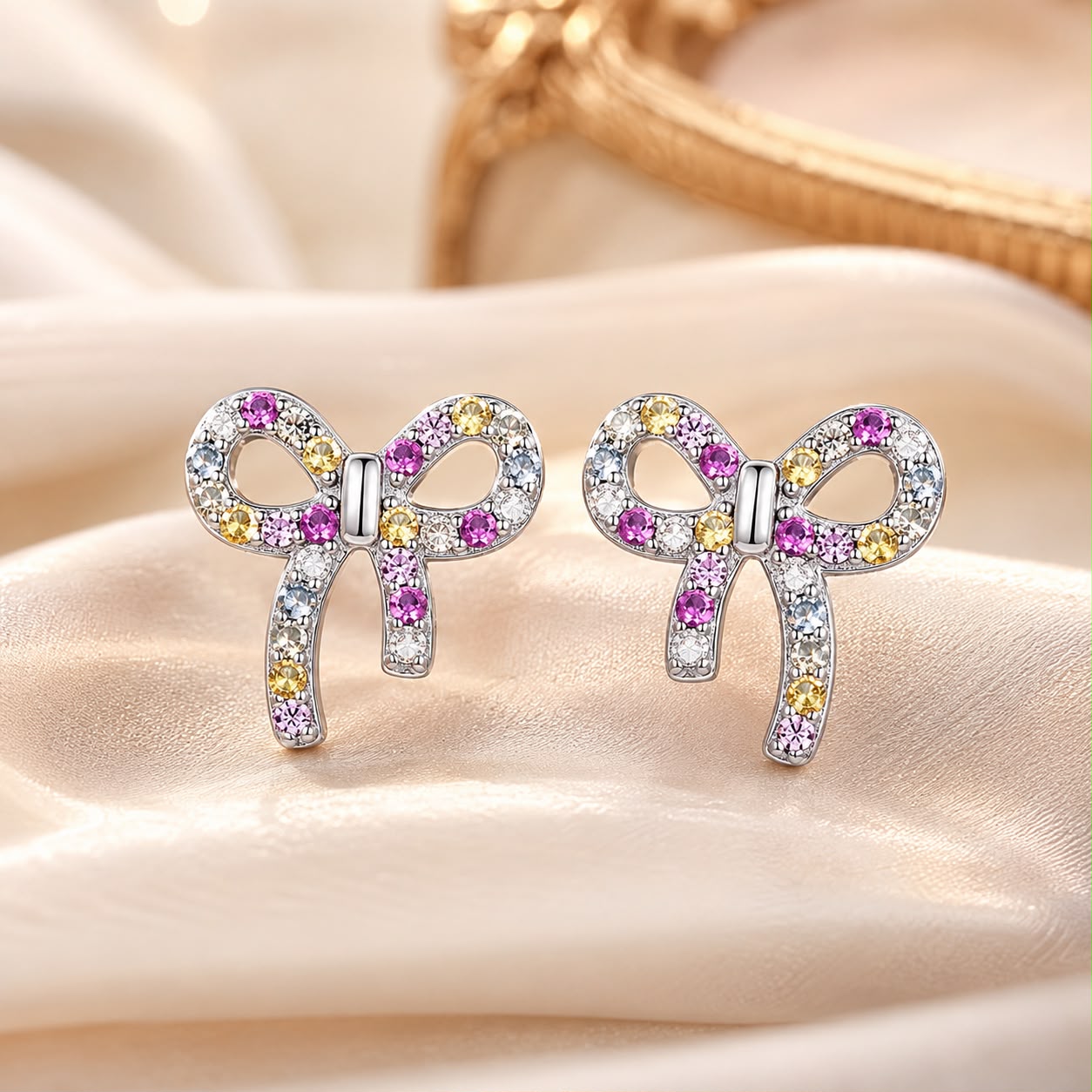 925 Sterling Silver White Gold Plated Pavé Setting CZ Earrings 1.0cm for Women