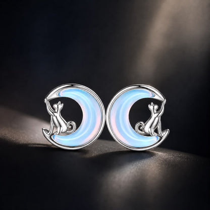 925 Sterling Silver Earrings with Transparent Glass, 13mm x 12mm for Women