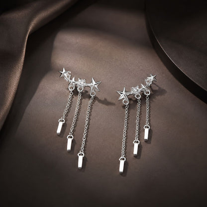925 Sterling Silver Plated Platinum Pavé Setting CZ Earrings 3.4*0.7cm for Women
