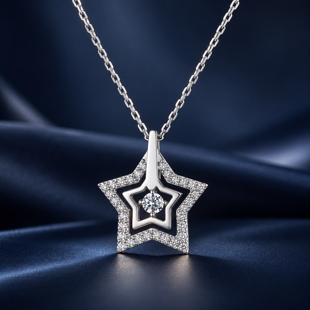 925 Sterling Silver White Gold Plated Moissanite 40+5cm Necklace for Women