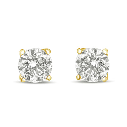 14K Yellow Gold 1.0 Cttw Lab Grown Diamond Solitaire Stud Earrings