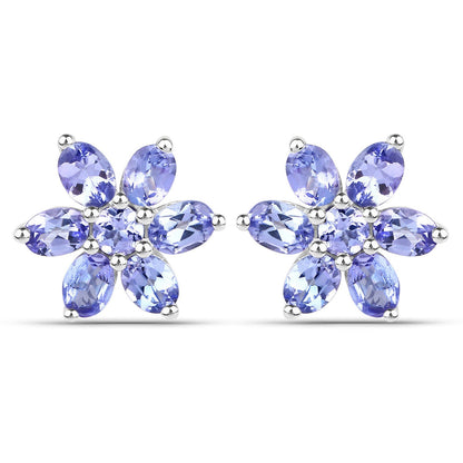 2.24 Carat Genuine Tanzanite .925 Sterling Silver Earrings