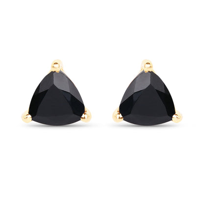 0.70 Carat Genuine Black Sapphire 14K Yellow Gold Earrings
