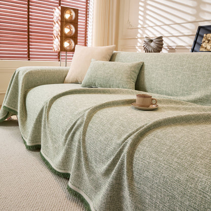 Natural Textured Linen Couch Cover, Breathable & Hypoallergenic Furniture Protector