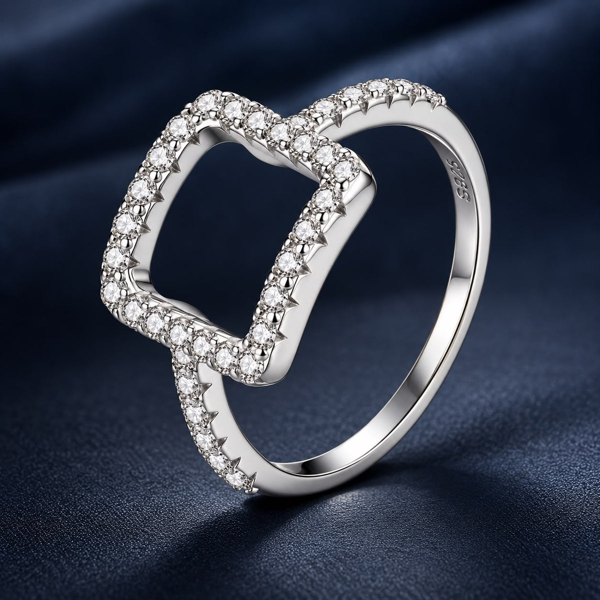 925 Sterling Silver White Gold Plated Size 6 Moissanite Ring for Women