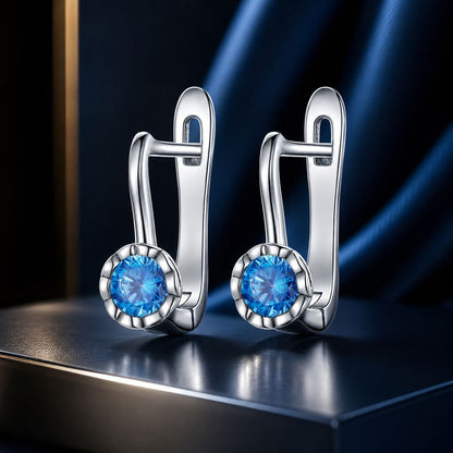 925 Sterling Silver Earrings with Oxidized Finish and Pavé Setting