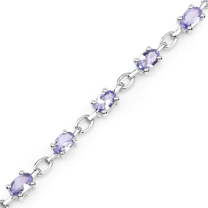 3.12 Carat Genuine Tanzanite .925 Sterling Silver Bracelet