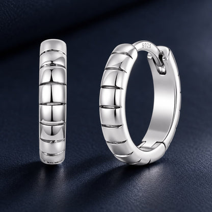 925 Silver White Gold Plated 1.4 x 0.3 cm Hoop Earrings for Women