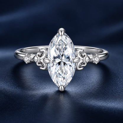 925 Sterling Silver White Gold Plated Moissanite Size 6 Ring for Women