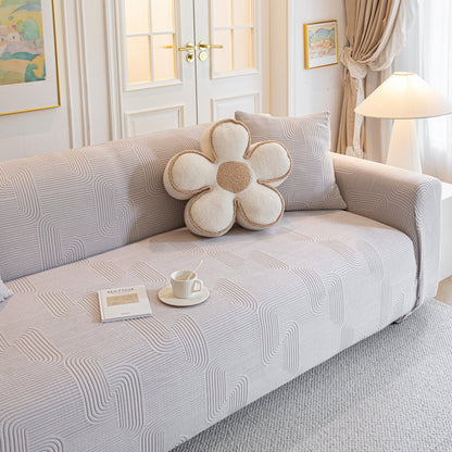 Modern Slipcovers Geometric Textured Stretchable Sofa Cover for Couch with Chaise