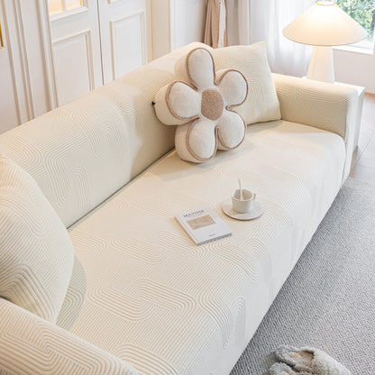 Modern Slipcovers Geometric Textured Stretchable Sofa Cover for Couch with Chaise