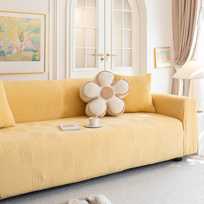 Modern Slipcovers Geometric Textured Stretchable Sofa Cover for Couch with Chaise