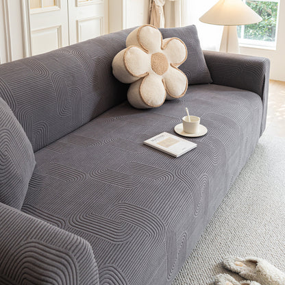 Modern Slipcovers Geometric Textured Stretchable Sofa Cover for Couch with Chaise