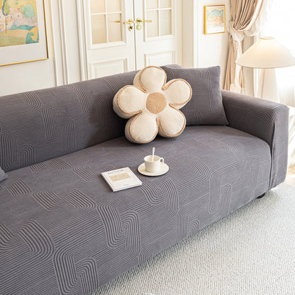 Modern Slipcovers Geometric Textured Stretchable Sofa Cover for Couch with Chaise