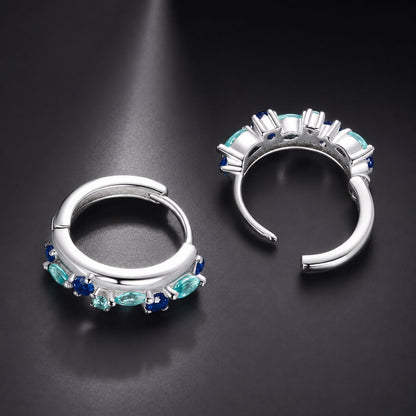 925 Sterling Silver Earrings with Pavé Setting and White Gold Plating for Women