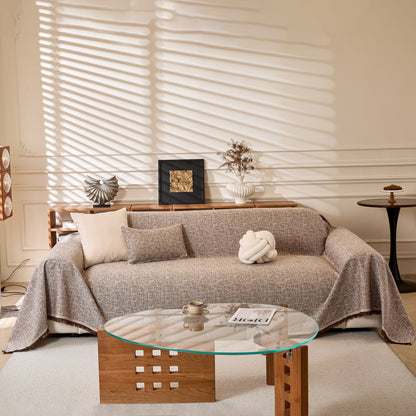 Natural Textured Linen Couch Cover, Breathable & Hypoallergenic Furniture Protector