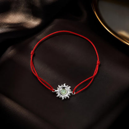 925 Sterling Silver Adjustable Length Bracelet with CZ and Glass Pendant for Women