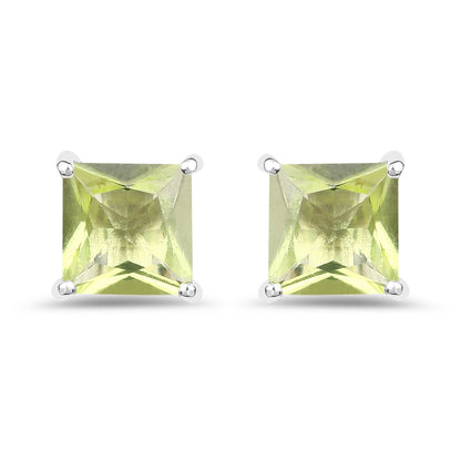 2.00 Carat Genuine Peridot .925 Sterling Silver Earrings