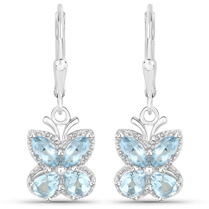 2.60 Carat Genuine Blue Topaz .925 Sterling Silver Earrings