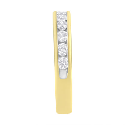 IGI Certified 18K Yellow Gold 1.0 Cttw Channel Set Round-Cut Diamond 11 Stone Anniversary/Wedding Band Ring (I-J Color, I1-I2 Clarity) - Size 9.5