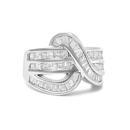 14K White Gold 2.0 Cttw Diamond Channel Set Bypass Ring