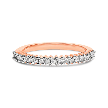 10K Rose Gold Plated Sterling Silver 1/3 Cttw Diamond Band Ring