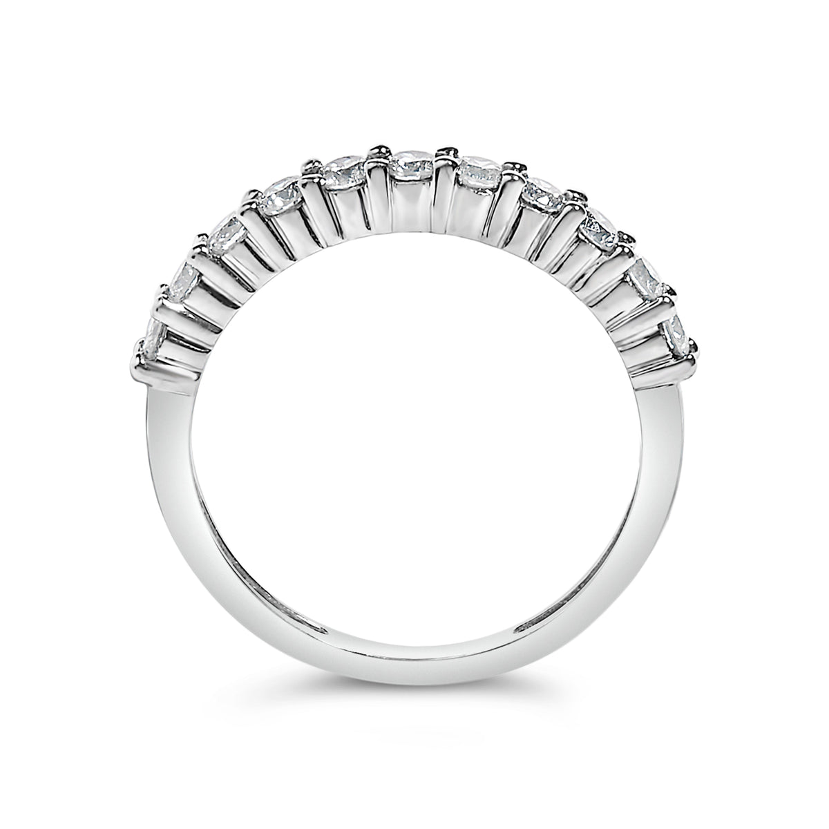 .925 Sterling Silver 1/2 cttw Shared Prong-Set Brilliant Round-Cut Diamond 11 Stone Band Ring (I-J Color, SI2-I1 Clarity) - Size 7