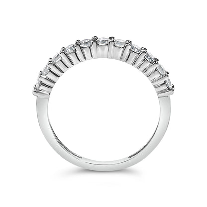.925 Sterling Silver 1/2 cttw Shared Prong-Set Brilliant Round-Cut Diamond 11 Stone Band Ring (I-J Color, SI2-I1 Clarity) - Size 7