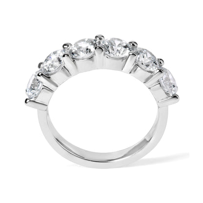 14K White Gold 3.0 Cttw Lab-Grown Diamond Shared Prong Set 6 Stone Band Ring (G-H Color, VS2-SI1 Clarity) - Ring Size 7