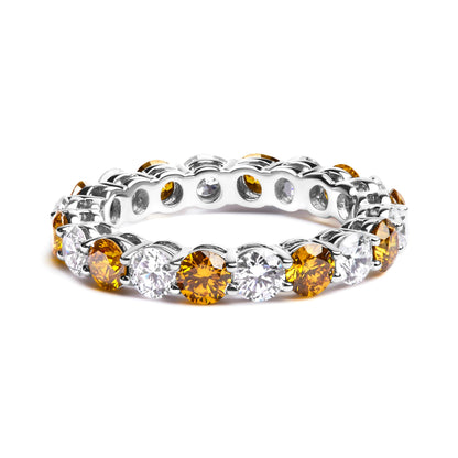 14K White Gold 3.00 Cttw Alternating White and Yellow Lab-Grown Diamond Eternity Band Ring (F-G Color, VS1-VS2 Clarity) - Size 6.5