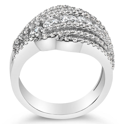 .925 Sterling Silver 2.00 Cttw Lab Grown Diamond Cluster Band Ring