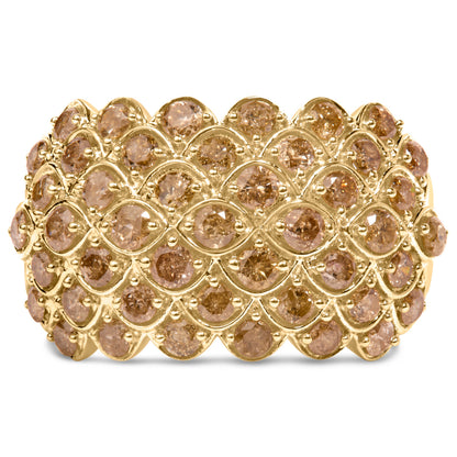 10K Yellow Gold 2.0 Cttw Brown Diamond Teardrop Design Cocktail Ring