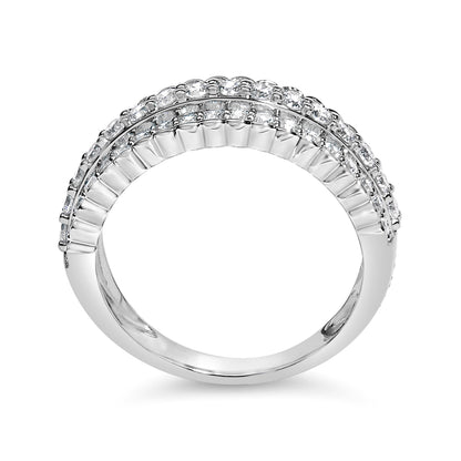 .925 Sterling Silver 1.0 cttw Lab Grown Diamond 3 Row Band Ring (F-G Color, VS1-VS2 Clarity) - Ring Size 7