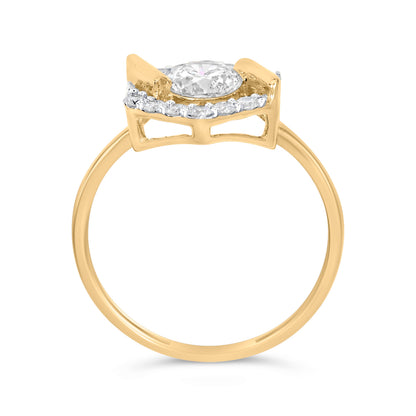 10K Yellow Gold Plated Silver 1.0 Cttw Lab Grown Diamond Hexagon Halo Ring
